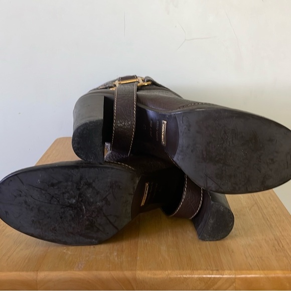 🇮🇹 Dolce & Gabbana Chocolate Brown Pebbled Leather High Riding Boots, Size 41 - Picture 12 of 16